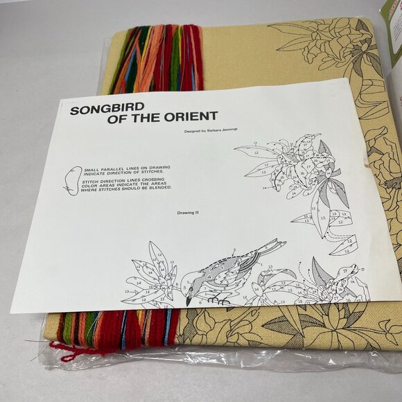 Sunset Stitchery Vintage 1980 Songbird of Orient Embroidery Kit Bluebird Azalea - Picture 10 of 16